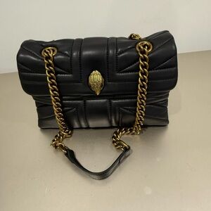 Kurt Geiger London Kensington Quilted Crossbody bag. Black with gold hardware.